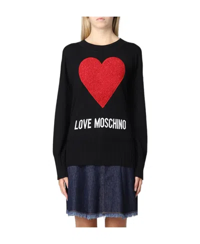 Moschino Long-sleeved Sweater In Black