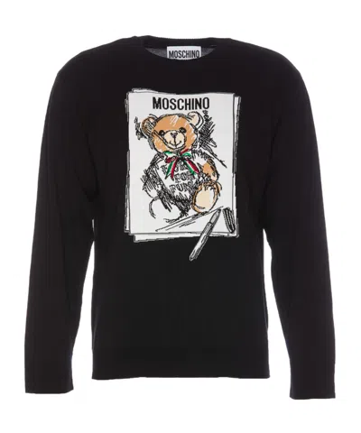 Moschino Long-sleeved Sweater In Black