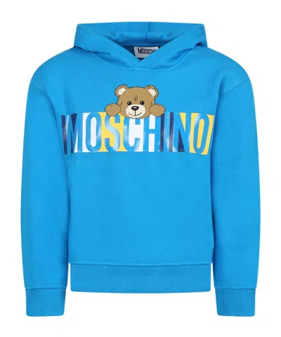 Moschino Kids' Long-sleeved Sweater In Light Blue