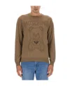 Moschino Jersey With Logo In Brown