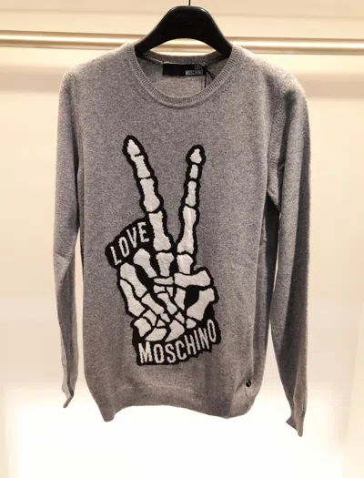 Moschino Long-sleeved Sweater In Gray