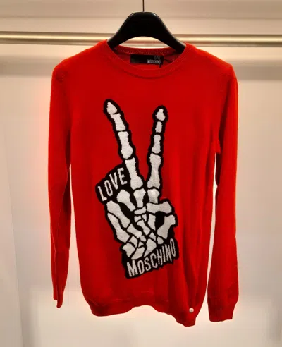 Moschino Long-sleeved Sweater In Red