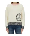 Moschino Relaxed Fit Sweater With Unique Inlay Pattern In White