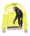 Moschino Chimpanzee Intarsia Knit Sweater In Yellow
