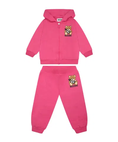 Moschino Kids' Long-sleeved Sweatshirt And Elastic Waist Pants In Pink