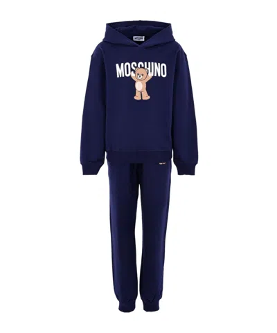 Moschino Kids' Long-sleeved Sweatshirt And Sweatpants Two-pack In Blue