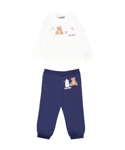 Moschino Kids' Long-sleeved T-shirt And Sweatpants Two-pack In Blue