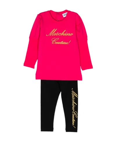 Moschino Long-sleeved T-shirt And Trousers Suit In Pink