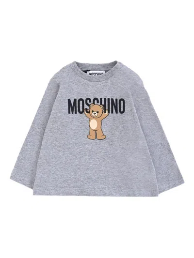 Moschino Kids' Long-sleeved T-shirt With Print  In Gray