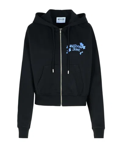MOSCHINO MOSCHINO JEANS LOGO PRINTED DRAWSTRING HOODIE