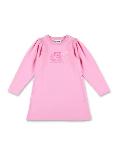 Moschino Kids' Long Sleeves Dress In Begonia Pink