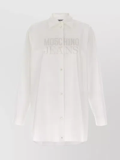 Moschino Long Sleeves Logo Print Shirt In White