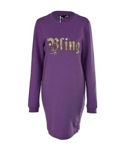 Moschino Long Sweater With Round Neck And Long Sleeves In Purple