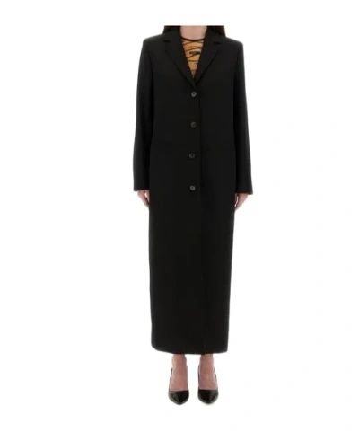 Moschino Long Tailored Buttoned Coat In Black