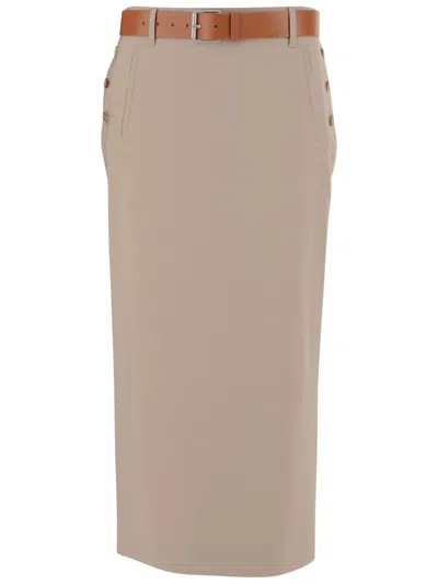 Moschino Long Wool Canvas Skirt