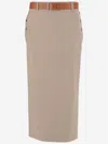 Moschino Wool Twill Skirt Tailored Twist In Neutral
