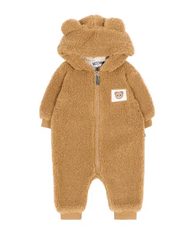 Moschino Kids' Long-sleeve Bodysuit In Neutral