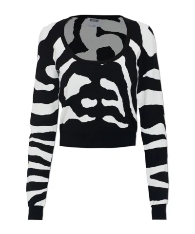 Moschino Zebra Intarsia Sweater In Multi