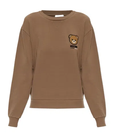 Moschino Teddy Bear-patch Sweatshirt In Brown