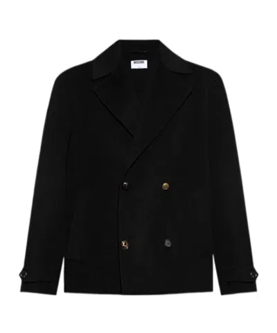 Moschino Long-sleeved Coat In Black