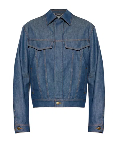 Moschino Contrast-stitch Denim Jacket In Blue