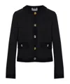 Moschino Black Solid Round Neck Cardigan In Black