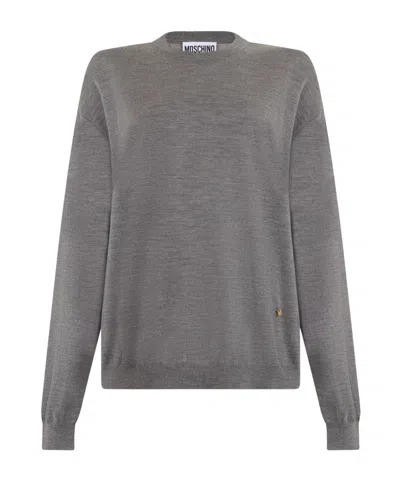 Moschino Crew-neck Long-sleeve Sweater In Gray