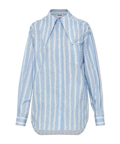 Moschino Long-sleeved Shirt In Blue
