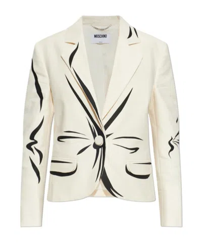 Moschino Long-sleeved Suit Jacket In White