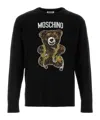 Moschino Virgin Wool Ribbed Crewneck Long-sleeve T-shirt In Black