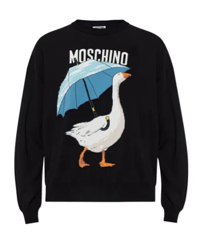 Moschino Long-sleeved Sweatshirt In Black
