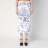 Moschino Maxi Skirt With Whimsical Floral Character Illustration In White