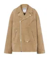 Moschino Zip-up Suede Biker Jacket In Nude