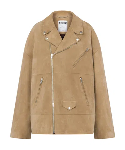 MOSCHINO LOOSE SUEDE MOTORCYCLE JACKET