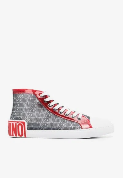 Moschino Logo-print High-top Sneakers In Multicolor