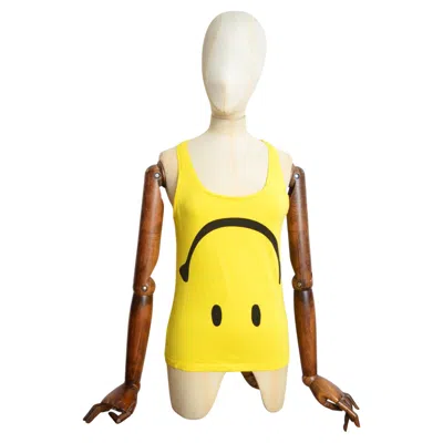 Pre-owned Moschino Loud  2000's Smiley Face Yellow Tank Top - Vest Tee