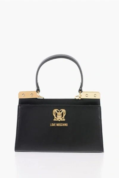 Moschino Love 2 Compartment Faux Leather Handle Bag With Removable Sh In Burgundy