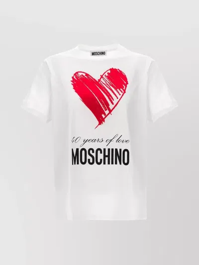 Moschino "love Anniversary" Crew Neck T-shirt In White