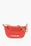Moschino Love Chain Handle Quilted Faux Leather Bag In Red