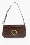 Moschino Love Crocodile Effect Faux Leather Shoulder Bag With Golden