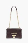 Moschino Love Crocodile Printed Faux Leather Crossbody Bag In Purple