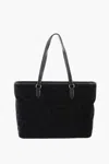 Moschino Love Faux Leather And Sponge Tote Bag With Embossed Logo In Black