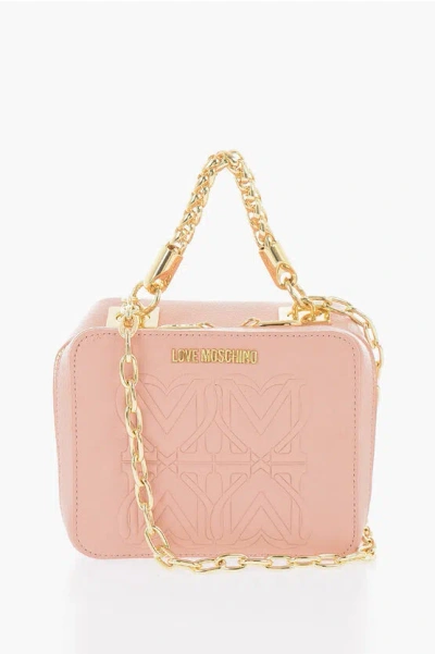 Moschino Love Faux Leather Bag With Chain Shoulder Strap In Burgundy