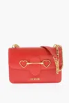 Moschino Love Faux Leather Bag With Chain Shoulder Strap And Golden C In Red