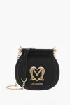 Moschino Love Faux Leather Bag With Chain Shoulder Strap And Golden L In Black