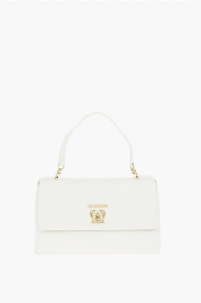 Moschino Love Faux Leather Bag With Front Monogram And Turn Lock Clos In White