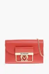 Moschino Love Faux Leather Crossbody Bag With Golden Details In Red