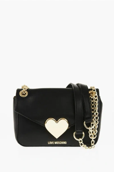 Moschino Love Faux Leather Eco-friendly Gracious Shoulder Bag With Me In Brown