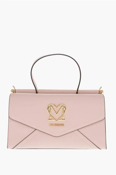 Moschino Love Faux Leather Envelope Bag With Removable Shoulder Strap In Burgundy