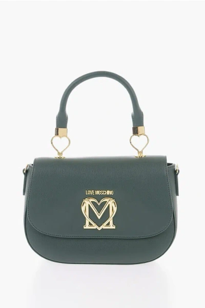 Moschino Love Faux Leather Handbag With Removable Shoulder Strap In Burgundy